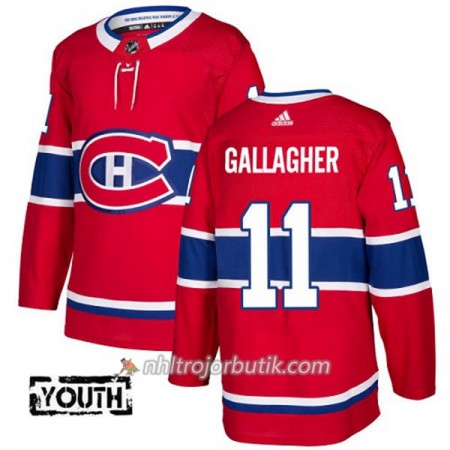 Barn Ishockey Montreal Canadiens Tröja Brendan Gallagher 11 Adidas 2017-2018 Röd Authentic